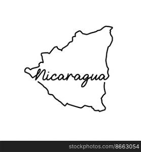 Nicaragua outline map with the handwritten country name. Continuous line drawing of patriotic home sign. A love for a small homeland. T-shirt print idea. Vector illustration.. Nicaragua outline map with the handwritten country name. Continuous line drawing of patriotic home sign