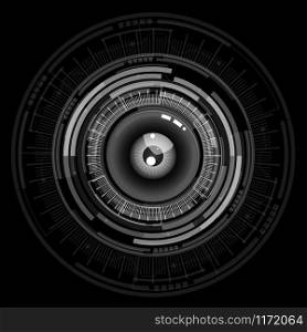 Nice black eye ball digital technology vector icon