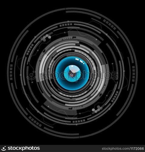 Nice blue eyeball digital technology vector icon