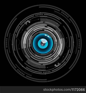 Nice blue eyeball digital technology vector icon