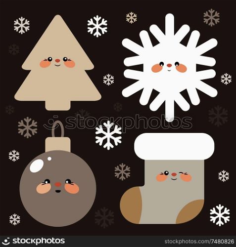 Nice characters of the new year. Isolated vector image. Eps 10