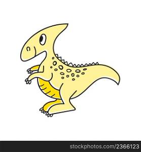 Nice funny doddle dinosaur isolated icon on white background. Vector illustration for textile, wallpaper, prints, fabric, clothes for children.