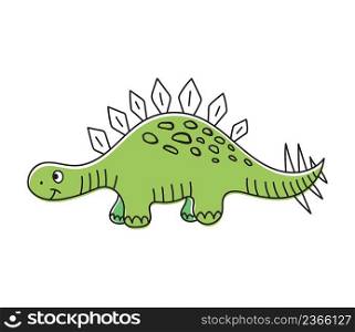 Nice funny doddle dinosaur isolated icon on white background. Vector illustration for textile, wallpaper, prints, fabric, clothes for children.