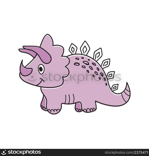 Nice funny doddle dinosaur isolated icon on white background. Vector illustration for textile, wallpaper, prints, fabric, clothes for children.