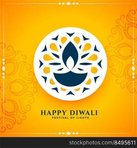 nice happy diwali flat yellow card design