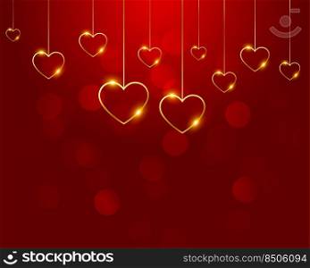 nice red background with golden hearts decoration
