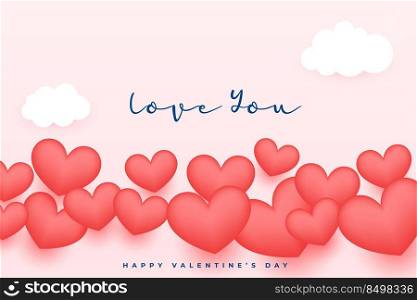 nice valentines day greeting with 3d hearts and clouds
