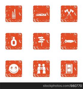 Niche icons set. Grunge set of 9 niche vector icons for web isolated on white background. Niche icons set, grunge style