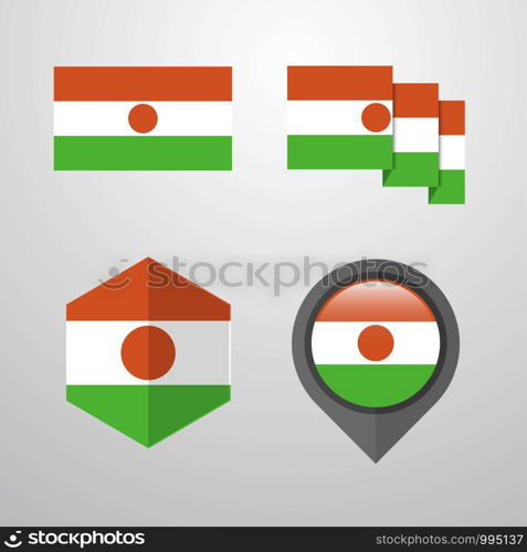 Niger flag design set vector