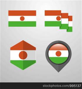 Niger flag design set vector