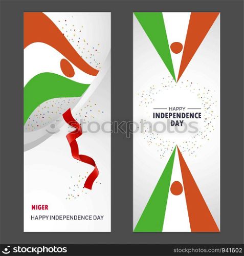 Niger Happy independence day Confetti Celebration Background Vertical Banner set