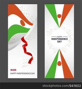 Niger Happy independence day Confetti Celebration Background Vertical Banner set