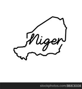 Niger outline map with the handwritten country name. Continuous line drawing of patriotic home sign. A love for a small homeland. T-shirt print idea. Vector illustration.. Niger outline map with the handwritten country name. Continuous line drawing of patriotic home sign