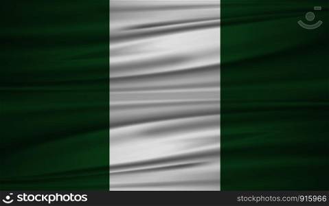 Nigeria flag vector. Vector flag of Nigeria blowig in the wind. EPS 10.