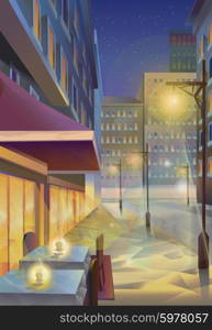 Night city, vector illustration