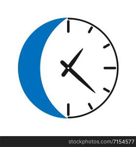 Night clock icon.Flat icon for mobile and web design.. Simple flat design, symbol, logo. Isolated on white background.