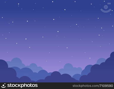 Night cloudy sky background with shining stars