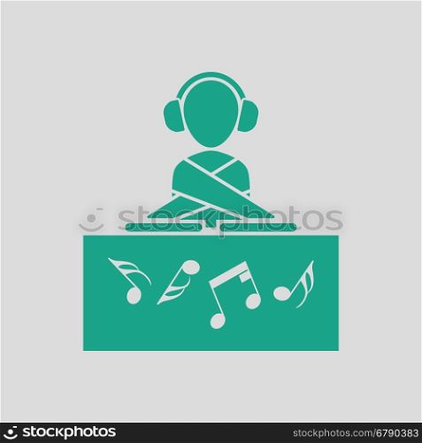 Night club DJ icon. Gray background with green. Vector illustration.