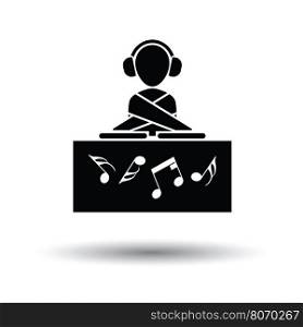 Night club DJ icon. White background with shadow design. Vector illustration.