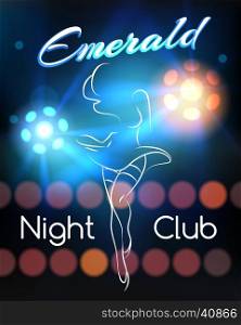 Night Club poster template with dancing silhouettte