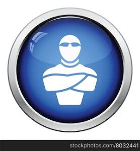 Night club security icon. Glossy button design. Vector illustration.