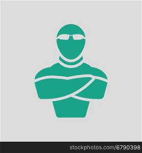 Night club security icon. Gray background with green. Vector illustration.