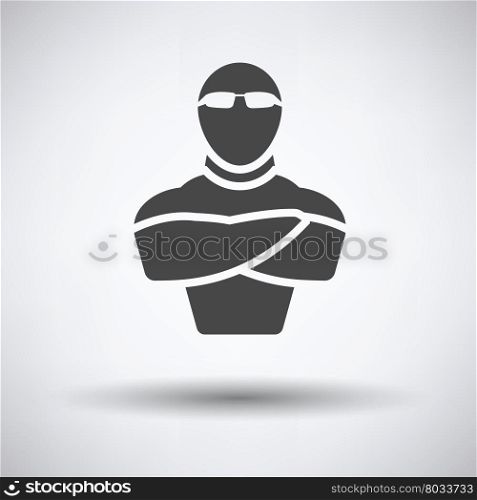 Night club security icon on gray background, round shadow. Vector illustration.
