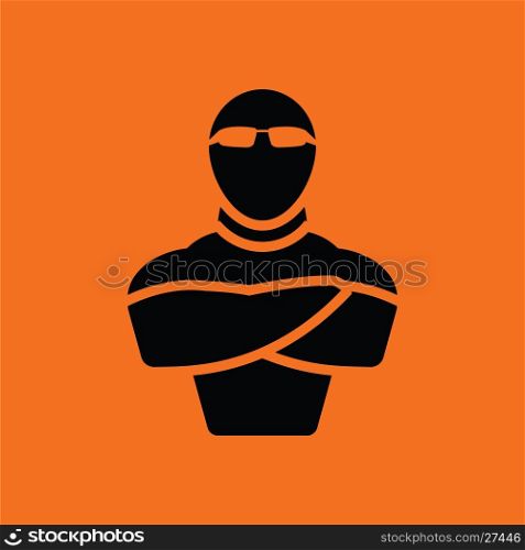 Night club security icon. Orange background with black. Vector illustration.