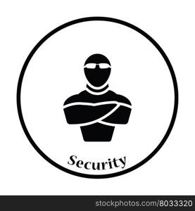 Night club security icon. Thin circle design. Vector illustration.