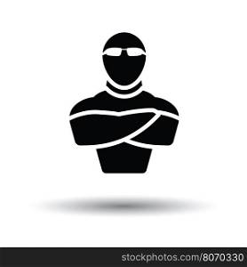 Night club security icon. White background with shadow design. Vector illustration.