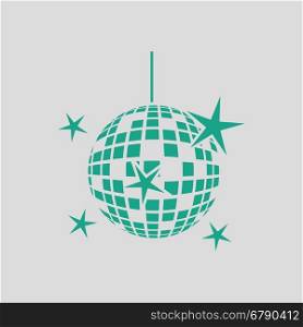 Night clubs disco sphere icon. Gray background with green. Vector illustration.