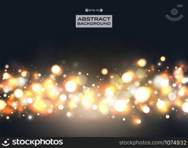 Night colorful bokeh dot pattern with glitters on dark blue background, illustration vector eps10