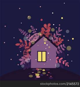Night fairy house.Vector illustration
