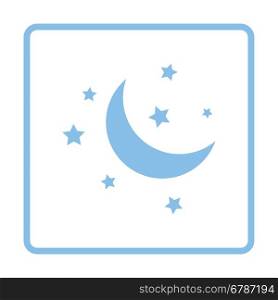 Night icon. Blue frame design. Vector illustration.
