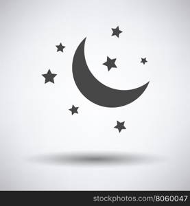 Night icon on gray background with round shadow. Vector illustration.