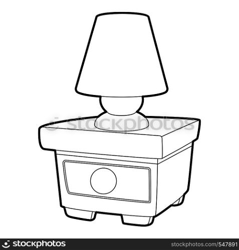 Night lamp icon. Outline illustration of night lamp on the nightstand vector icon for web design. Night lamp on the nightstand icon, outline style
