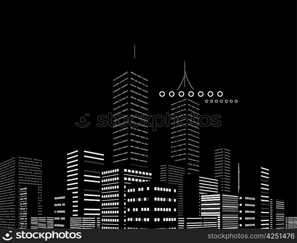 Night modern city vector abstract background