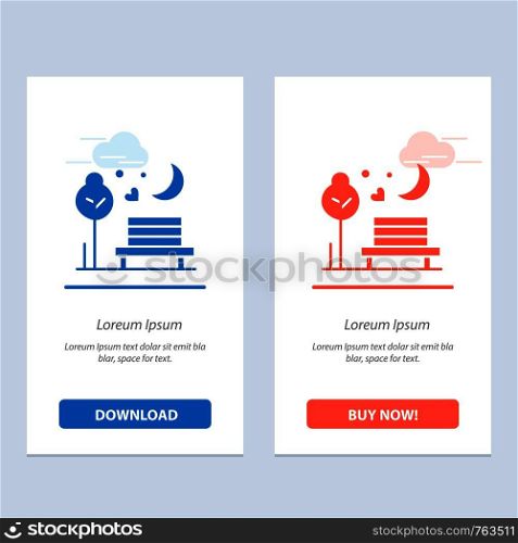 Night, Moon, Romance, Romantic, Park Blue and Red Download and Buy Now web Widget Card Template