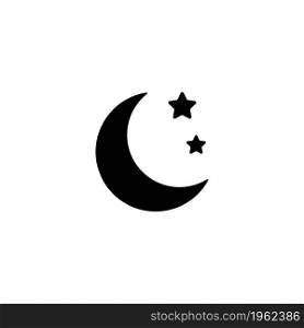 Night. Nighttime vector icon. Simple flat symbol on white background. Night Icon flat