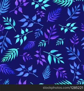 Night party tropical leaves vector card seamless Best for decorations your card, invitation, wedding, birthday. Night party tropical leaves vector card seamless