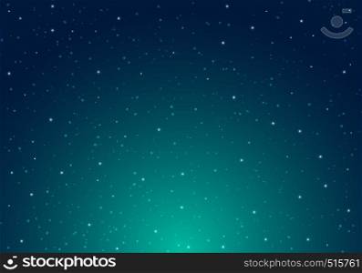 Night shining starry night sky with stars universe space infinity and starlight on blue sky background. Galaxy and planets in cosmos pattern. Vector illustration