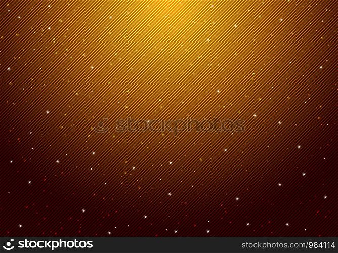 Night shining starry night sky with stars universe space infinity and starlight on yellow light and black background with diagonal lines striped. Galaxy and planets in cosmos pattern. Vector illustration