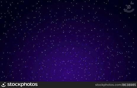 Night shining starry sky purple space background with stars cosmos illustration.