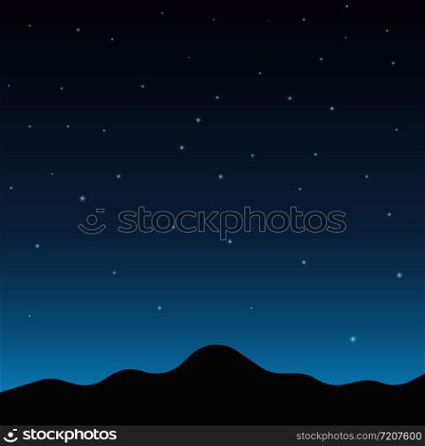 Night sky background. Night in mountains. Vector