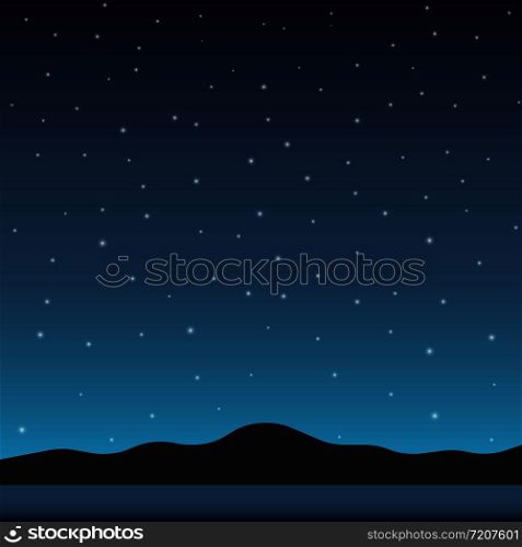Night sky background. Night in mountains. Vector