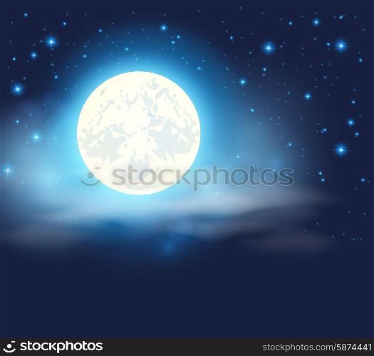 Night sky with a full moon and stars