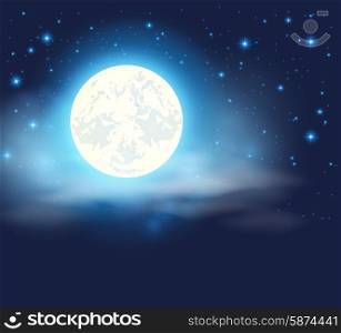 Night sky with a full moon and stars