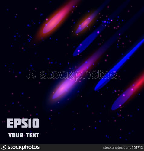 Night sky with comets and stars. Vector eps10 illustration