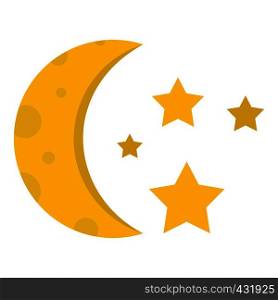 Night sky with stars and moon icon flat isolated on white background vector illustration. Night sky with stars and moon icon isolated