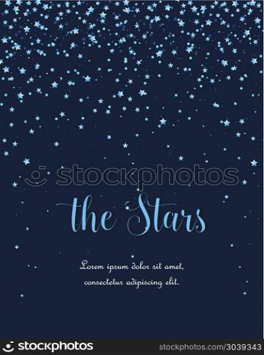 Night sky with stars. Vector illustration of stars on a dark background. Night sky. Cheerful party and celebration